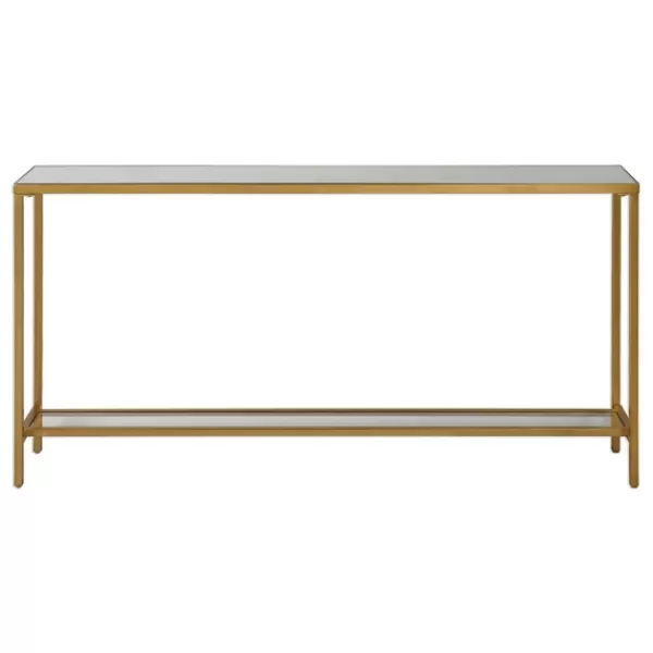 Console Tables-Kirkland's Home Metal Mirrored Top Slim Console Table Gold