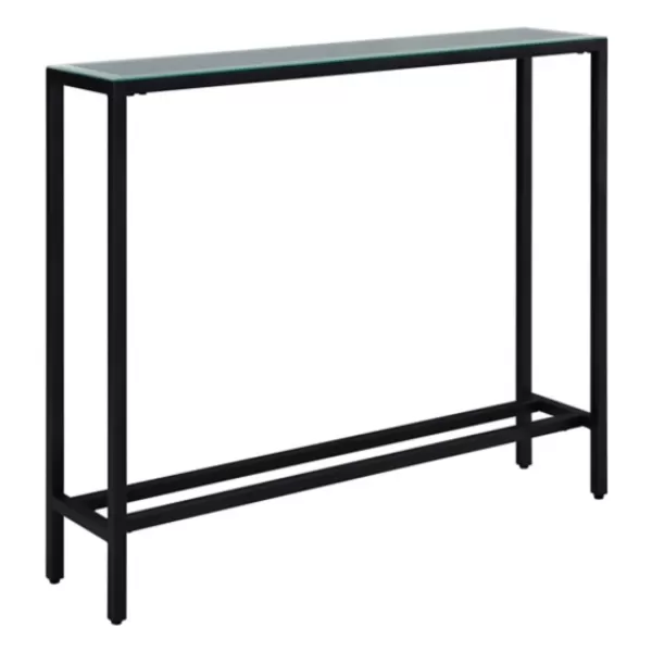 Console Tables-Kirkland's Home Metal Mirrored Top Slim Console Table Black