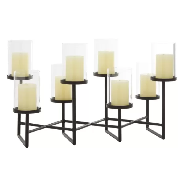 Candle Holders-Kirkland's Home Metal Multi Level Candelabra Runner Black