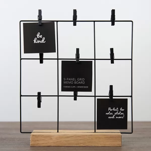 Statues & Figurines-Kirkland's Home Metal Peg Board With Metal Clips Black