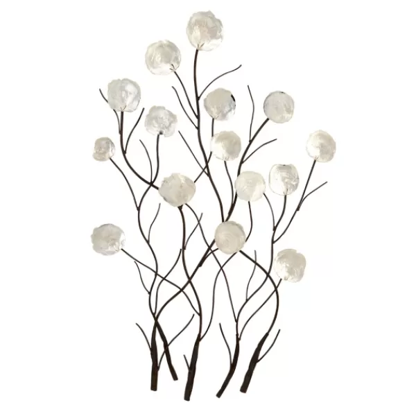 Wall Plaques-Kirkland's Home Metal Peony Shell Wall Plaque White/Black