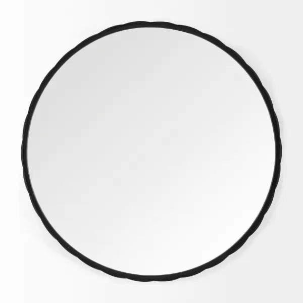 Decorative Mirrors-Kirkland's Home Metal Scallop Edge Adelaide Wall Mirror Black