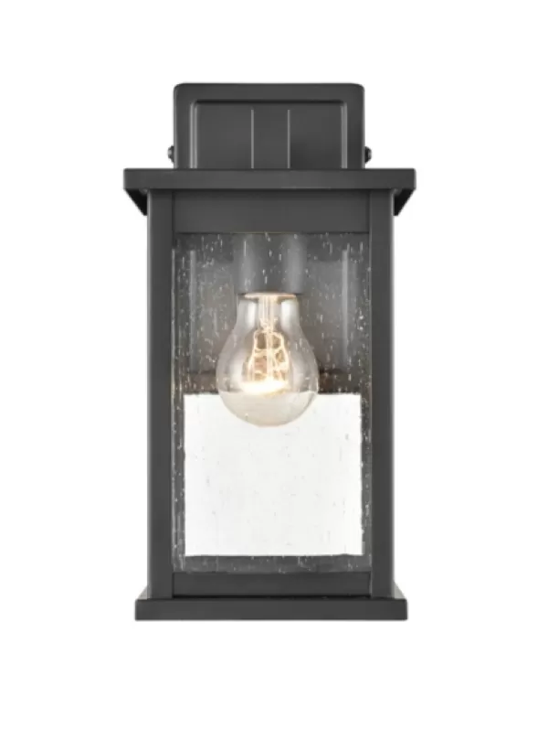 Outdoor Lighting-Kirkland's Home Metal Seeded Glass Outdoor Sconce Black