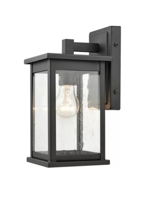 Outdoor Lighting-Kirkland's Home Metal Seeded Glass Outdoor Sconce Black