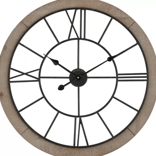 Clocks-Kirkland's Home Metal Timeworn Wall Clock Brown