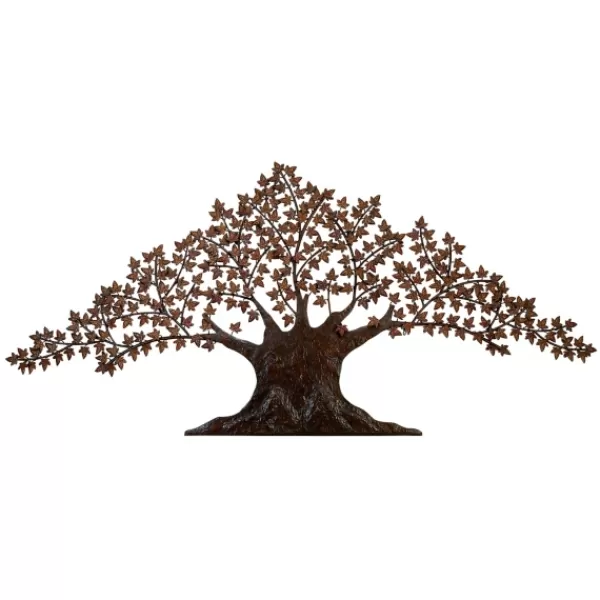 Wall Plaques-Kirkland's Home Metal Trunk With Leaves Wall Plaque Brown