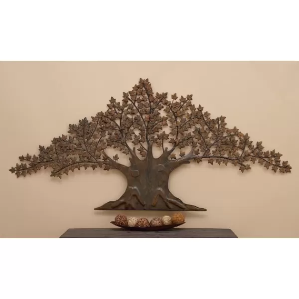 Wall Plaques-Kirkland's Home Metal Trunk With Leaves Wall Plaque Brown