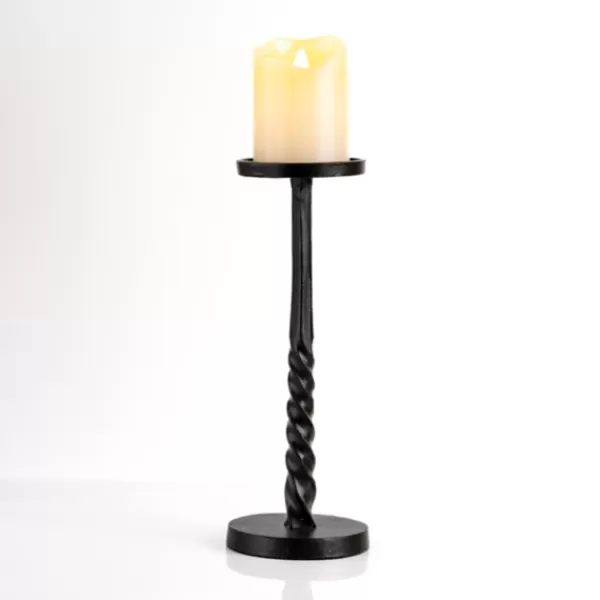 Candle Holders-Kirkland's Home Metal Twisted Candle Holder, 12 In. Black