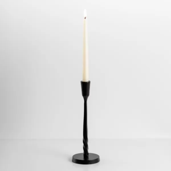 Candle Holders-Kirkland's Home Metal Twisted Taper Candle Holder, 10 In. Black