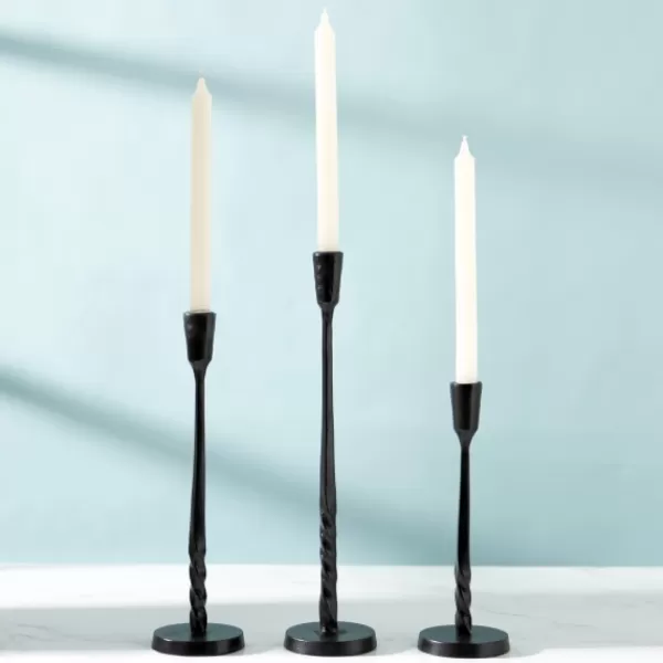 Candle Holders-Kirkland's Home Metal Twisted Taper Candle Holder, 15 In. Black