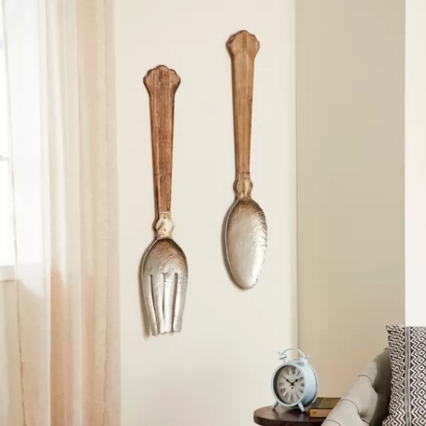 Wall Plaques-Kirkland's Home Metal Utensils Wall Plaques, Set Of 2 Brown