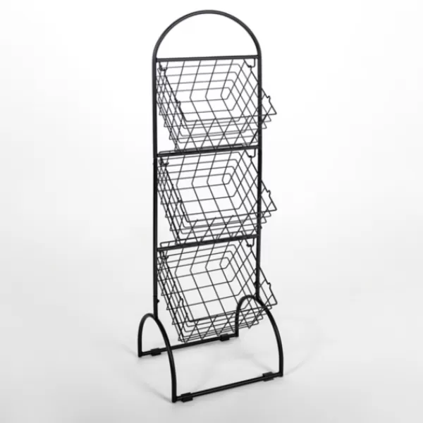 Baskets & Boxes-Kirkland's Home Metal Wire 3-Basket Stand Black