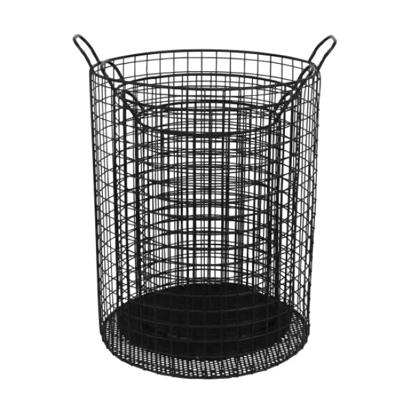 Baskets & Boxes-Kirkland's Home Metal Wire Cylinder Baskets, Set Of 3 Black