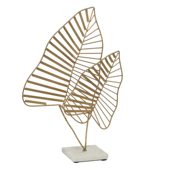 Statues & Figurines-Kirkland's Home Metallic Fern Leaf Sculpture Gold