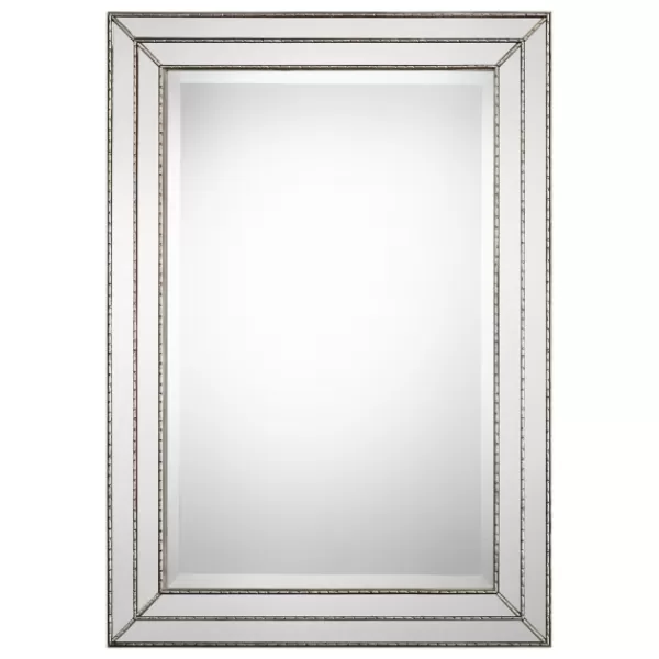 Decorative Mirrors-Kirkland's Home Metallic Grooved Texture Wall Mirror Silver