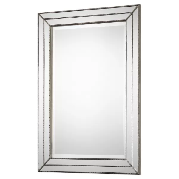 Decorative Mirrors-Kirkland's Home Metallic Grooved Texture Wall Mirror Silver