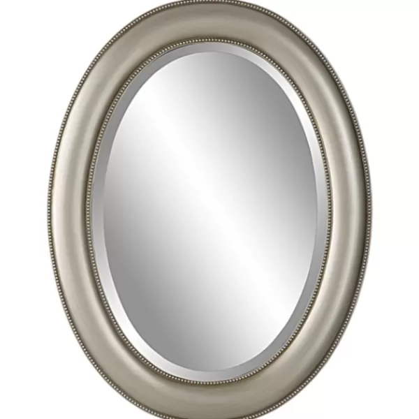 Decorative Mirrors-Kirkland's Home Metallic Oval Beveled Frame Mirror Silver