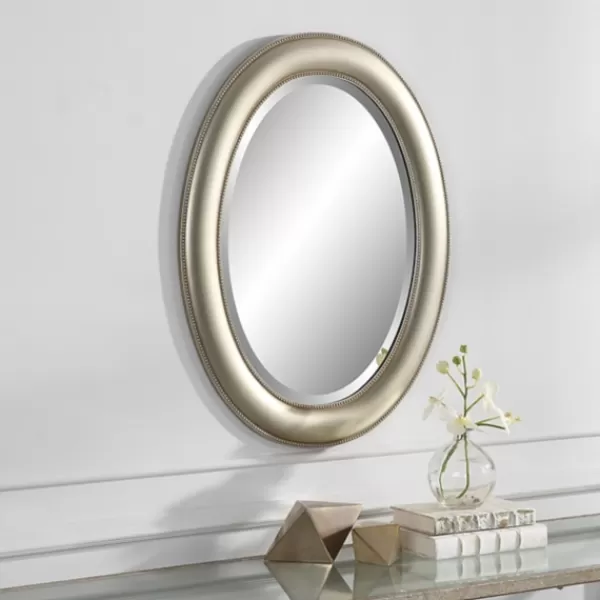 Decorative Mirrors-Kirkland's Home Metallic Oval Beveled Frame Mirror Silver