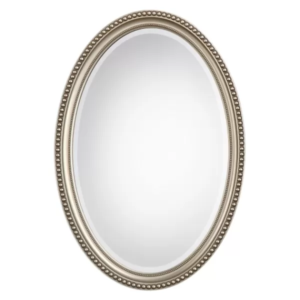 Decorative Mirrors-Kirkland's Home Metallic Silver Beaded Edge Oval Mirror