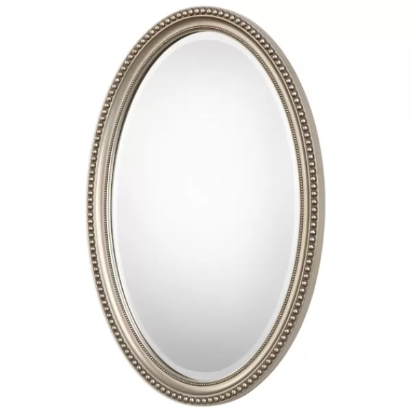 Decorative Mirrors-Kirkland's Home Metallic Silver Beaded Edge Oval Mirror