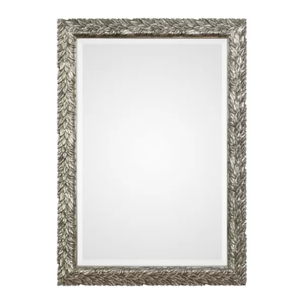 Decorative Mirrors-Kirkland's Home Metallic Silver Flowering Leaf Beveled Wall Mirror