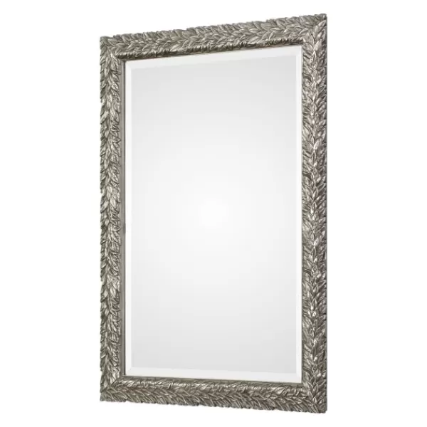 Decorative Mirrors-Kirkland's Home Metallic Silver Flowering Leaf Beveled Wall Mirror