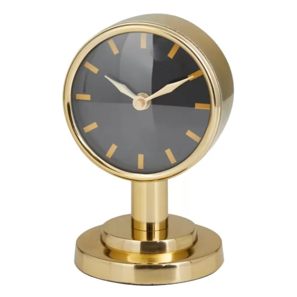 Decorative Accents-Kirkland's Home Metallic Steel Beveled Base Tabletop Clock Gold