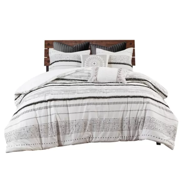 Duvets-Kirkland's Home Mia Striped 3-Pc. King Duvet Cover Set White