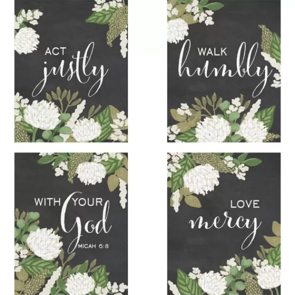 Wall Quotes & Signs-Kirkland's Home Micah 6:8 Canvas Art Prints, Set Of 4 Black/White/Green