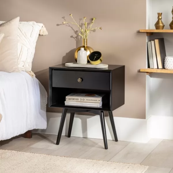 Nightstands-Kirkland's Home Mid-Century Cubby Nightstand Black