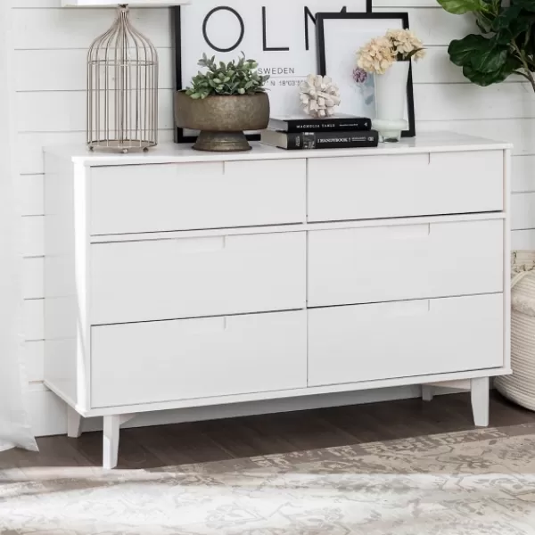 Dressers & Chests-Kirkland's Home Midcentury Grooved Handles Dresser White