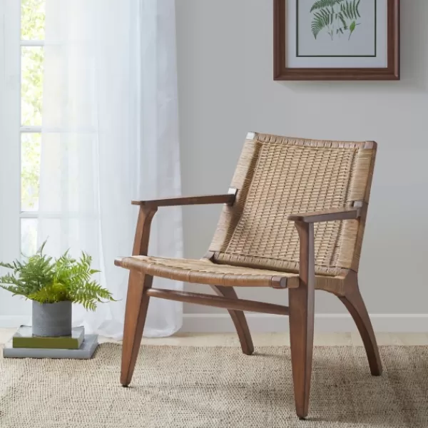 Accent Chairs-Kirkland's Home Mid-Century Modern Rattan Accent Chair Brown