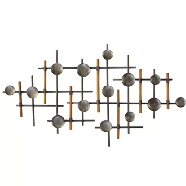 Wall Plaques-Kirkland's Home Mid-Century Wood And Metal Sculpture Wall Plaque Silver/Black/Brown