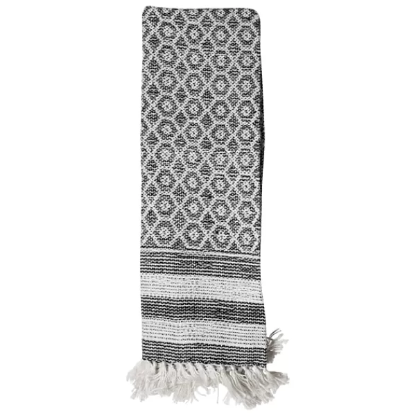 Blankets & Throws-Kirkland's Home Midnight Honeycomb Outdoor Throw Blanket White/Black