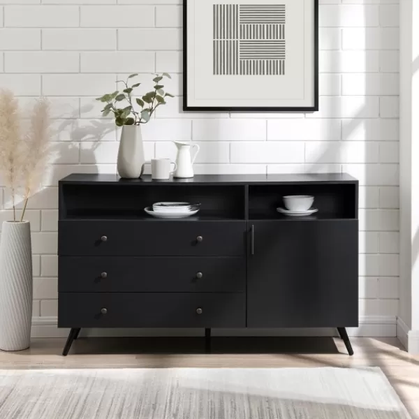 Cabinets & Sideboards-Kirkland's Home Midnight Mid-Century Modern Sideboard