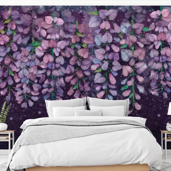 Wall Murals & Wall Decals-Kirkland's Home Midnight Purple Wisteria Peel And Stick Wall Mural Purple/Multi