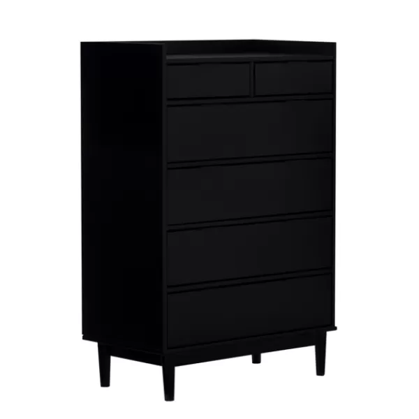 Dressers & Chests-Kirkland's Home Midnight Solid Wood Pull Tab Dresser Black