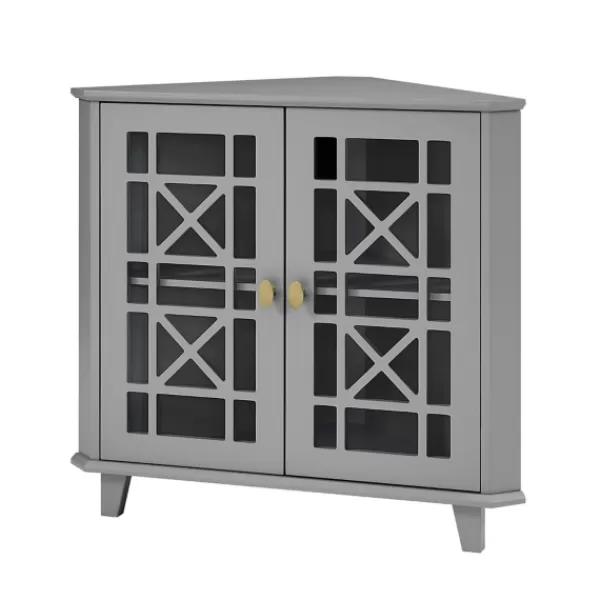 Cabinets & Sideboards-Kirkland's Home Mikie Corner Cabinet Gray