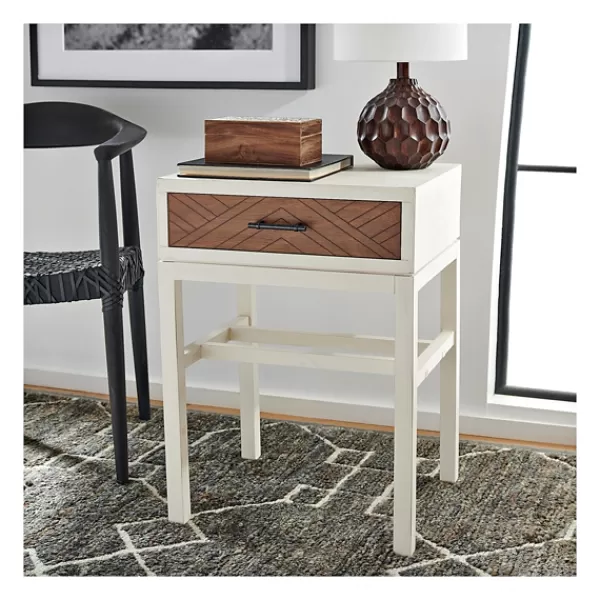 Accent & End Tables-Kirkland's Home Milo Honey Herringbone Accent Table White/Brown