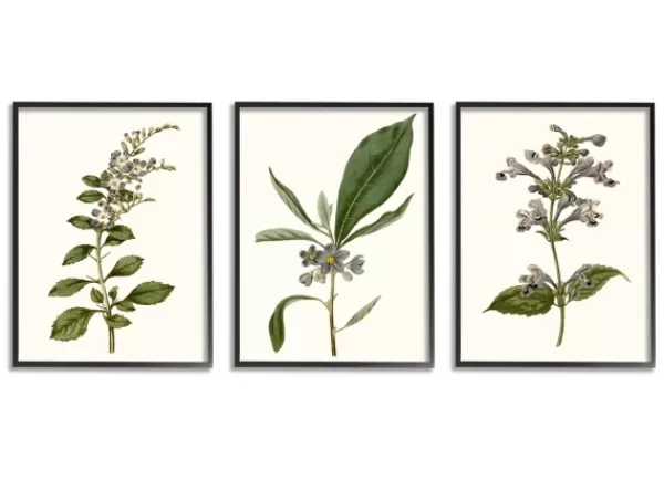 Framed Art-Kirkland's Home Minimal Soft Flowers Framed Art Prints, Set Of 3 Green/Blue