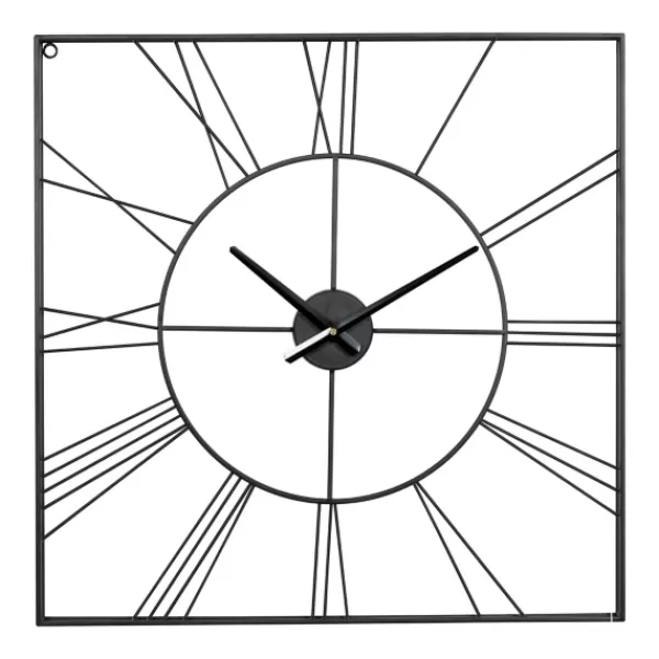 Clocks-Kirkland's Home Minimal Square Open Face Clock Black