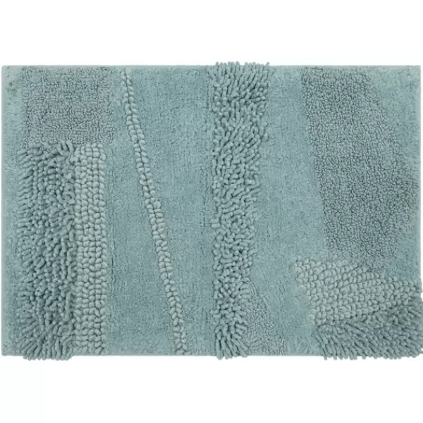 Bathroom Rugs-Kirkland's Home Mint Asymmetrical Cotton Bath Mat, 45 In. Blue