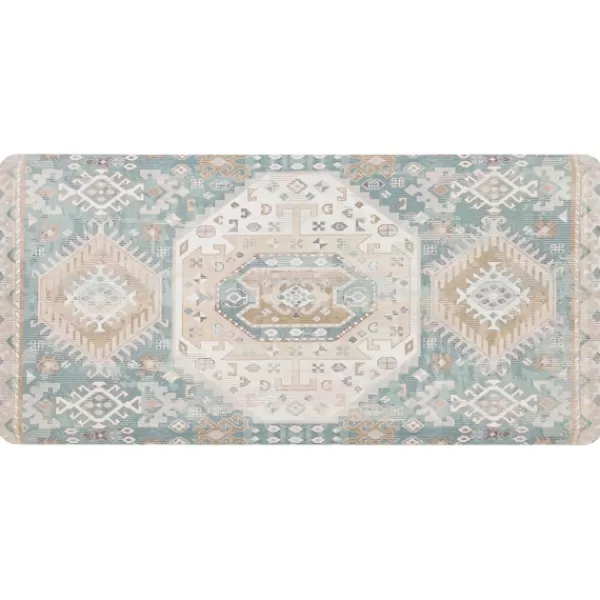 Kitchen & Floor Mats-Kirkland's Home Mint Medallion Cushioned Kitchen Mat Blue