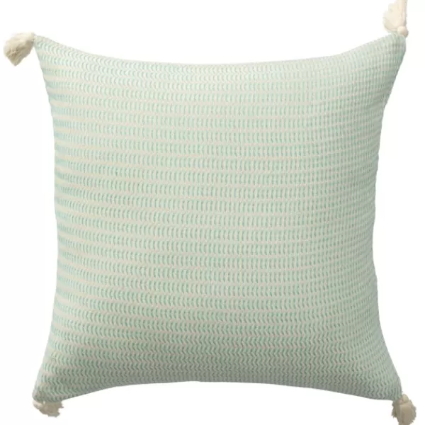 Pillows-Kirkland's Home Mint Trapeze Organic Cotton Throw Pillow Green/Ivory