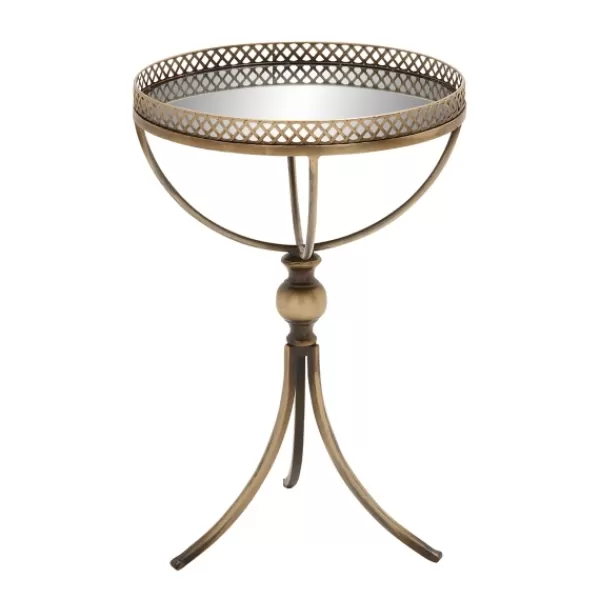 Accent & End Tables-Kirkland's Home Mirror Top Metal Accent Table Gold