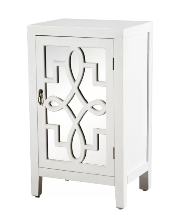 Cabinets & Sideboards-Kirkland's Home Mirrored 1-Door Cabinet With Overlay Pattern White