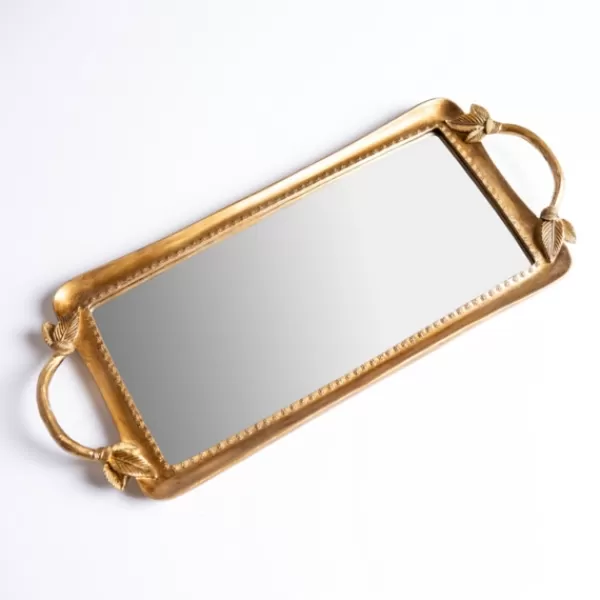 Decorative Trays-Kirkland's Home Mirrored Tray With Handles Gold