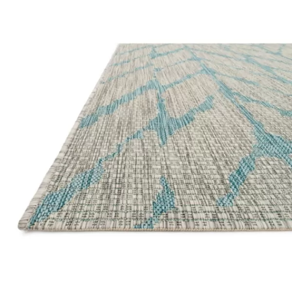 Outdoor Rugs-Kirkland's Home Mist And Aqua Chevron Outdoor Area Rug, 5X7 Gray/Blue