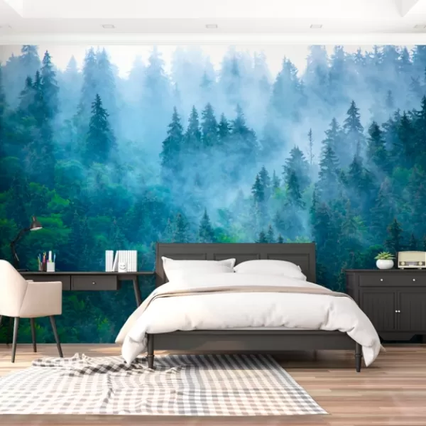 Wall Murals & Wall Decals-Kirkland's Home Misty Forest Peel And Stick Wall Mural Blue/Green