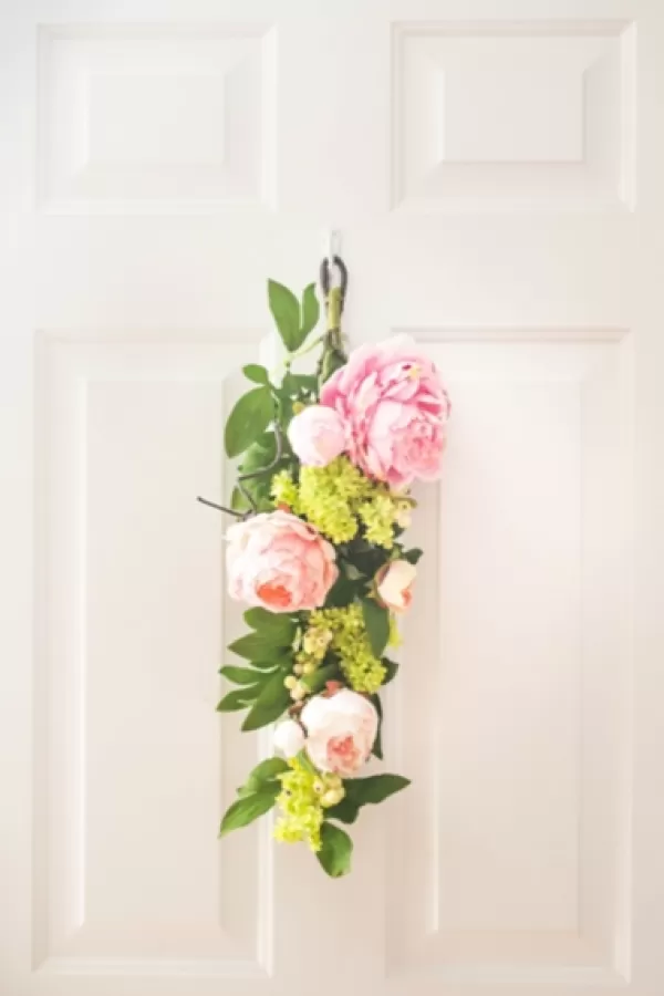 Arrangements & Greenery-Kirkland's Home Mixed Peony And Hydrangea Swag Teardrop Pink/Green